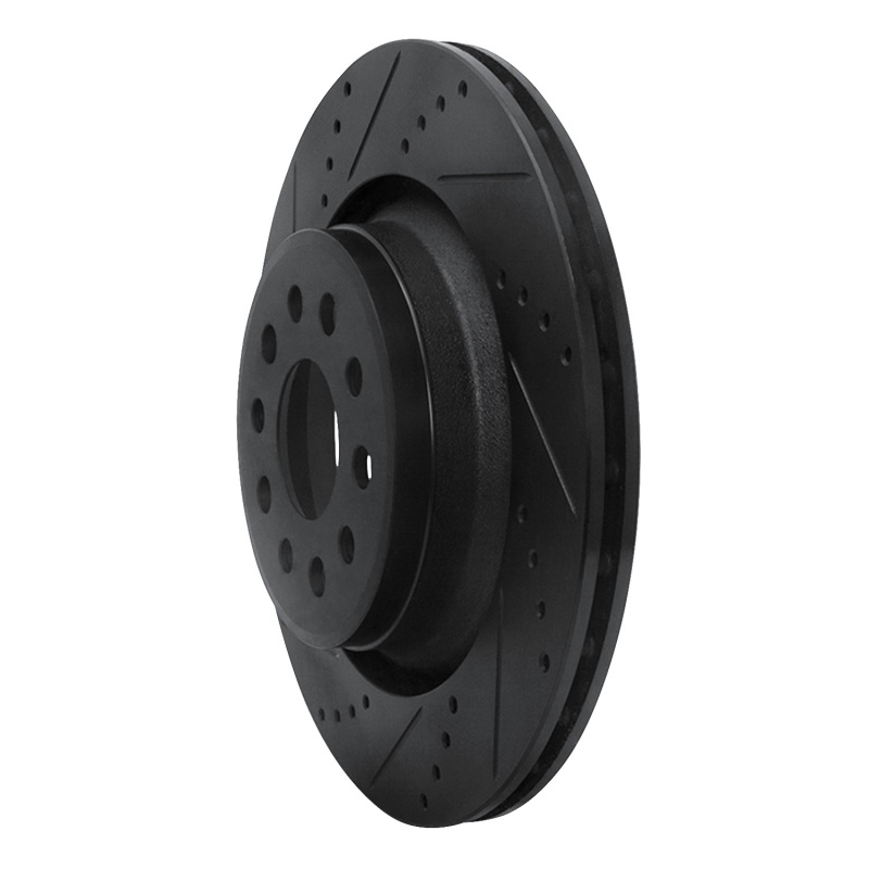 Maserati LeVante Brake Rotor (1) - Rear Left - R1 Concepts - Drilled & Slotted - Black - `17-`24